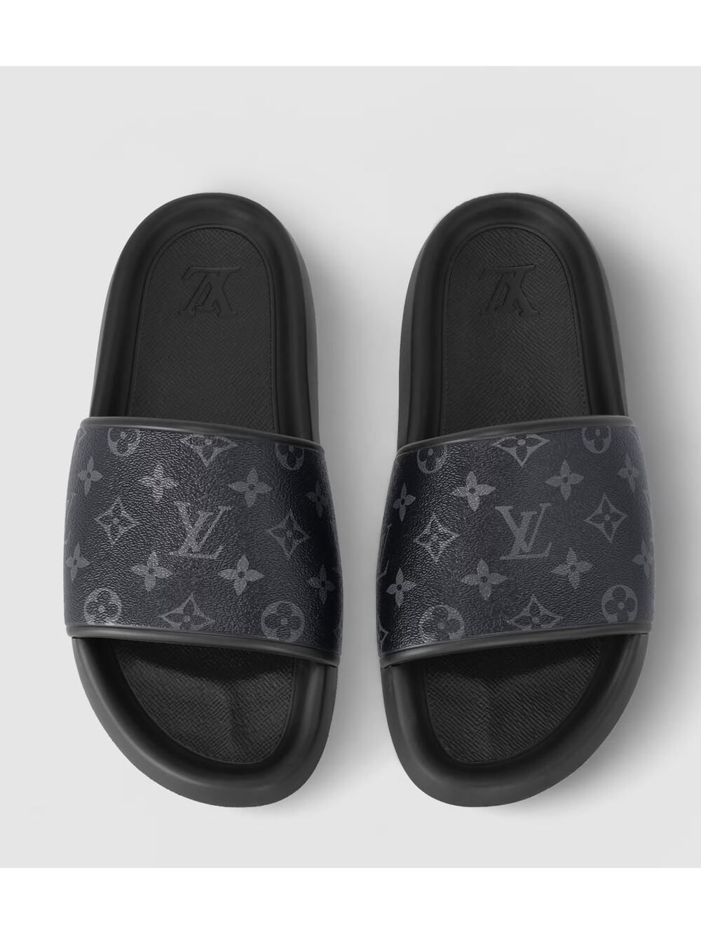 Louis Vuitton Black Monogram Eclipse Waterfront Rubber Pool Slides Mules Men 11